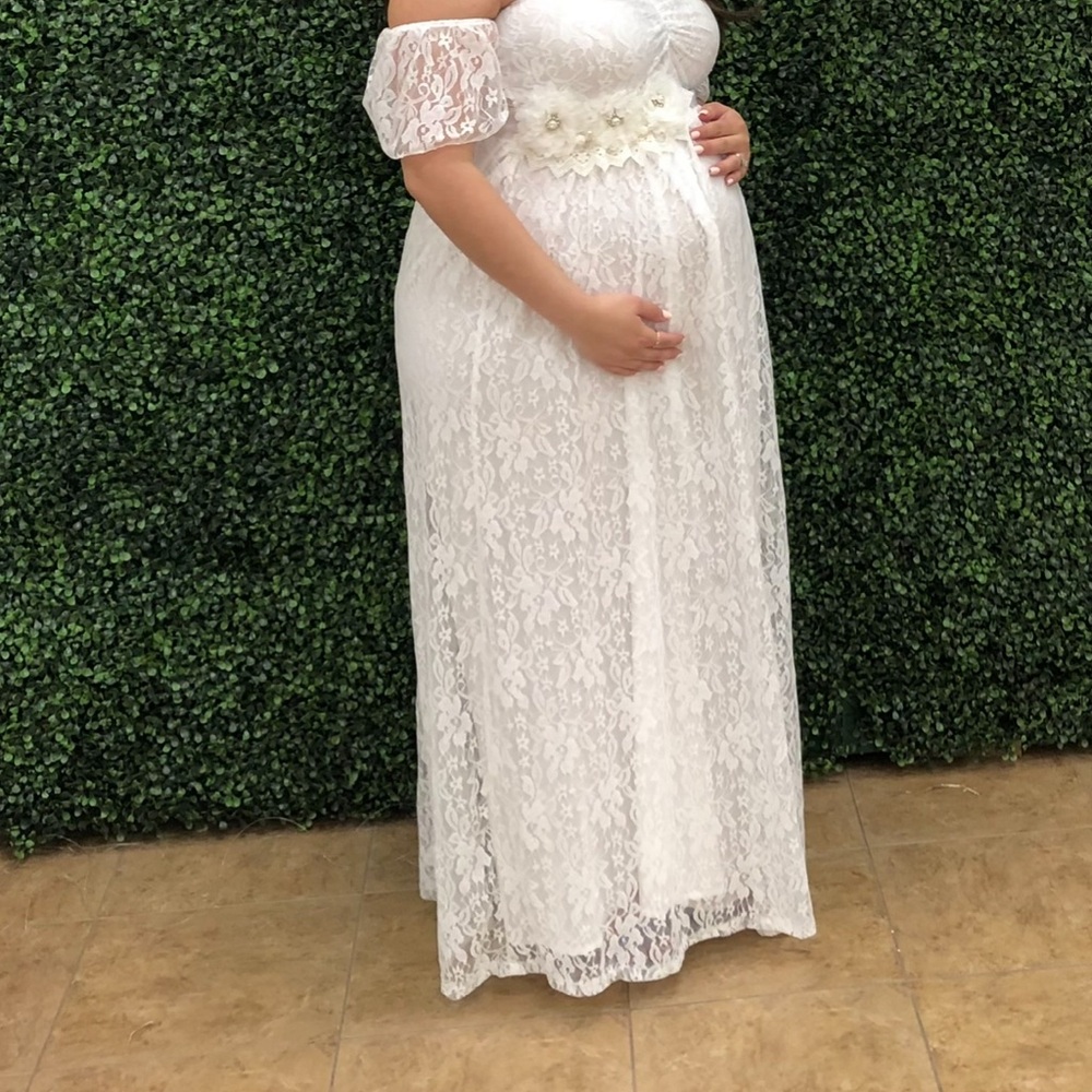 Amazon White Lace Maxi Dress